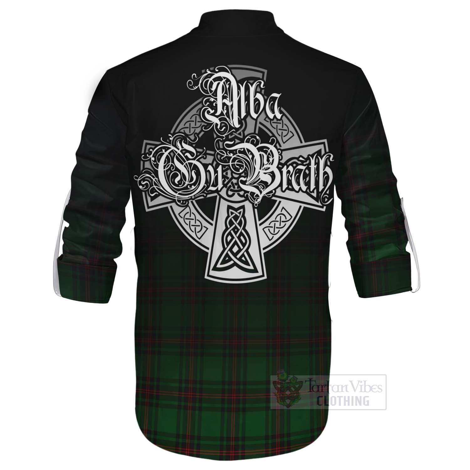 Tartan Vibes Clothing Kinnear Tartan Ghillie Kilt Shirt Featuring Alba Gu Brath Family Crest Celtic Inspired