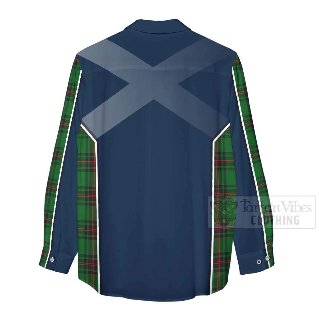 Tartan Vibes Clothing Kinnear Tartan Women's Casual Shirt with Family Crest and Scottish Thistle Vibes Sport Style