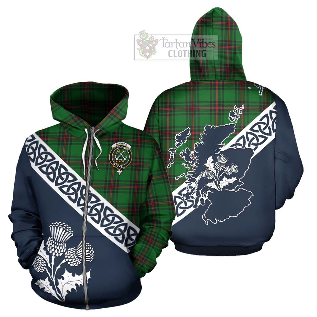 Tartan Vibes Clothing Kinnear Tartan Hoodie Featuring Thistle and Scotland Map