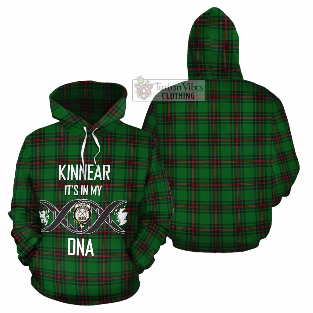 Tartan Vibes Clothing Kinnear Tartan Cotton Hoodie with Family Crest DNA In Me Style