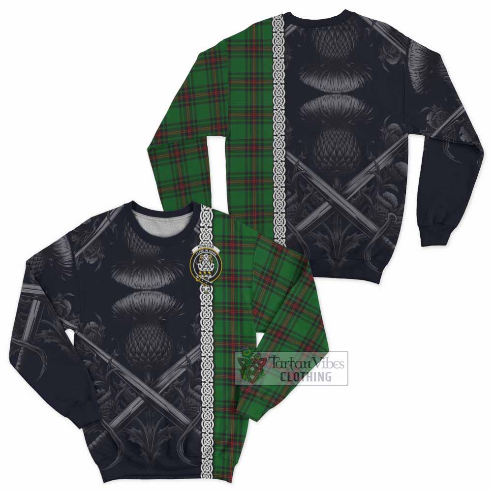 Tartan Vibes Clothing Kinnear Tartan Sweatshirt with Family Crest Cross Sword Thistle Celtic Vibes