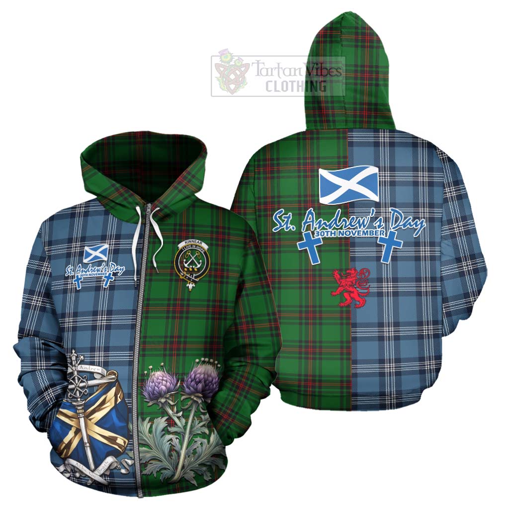 Tartan Vibes Clothing Kinnear Tartan Hoodie Happy St. Andrew's Day Half Tartan Style