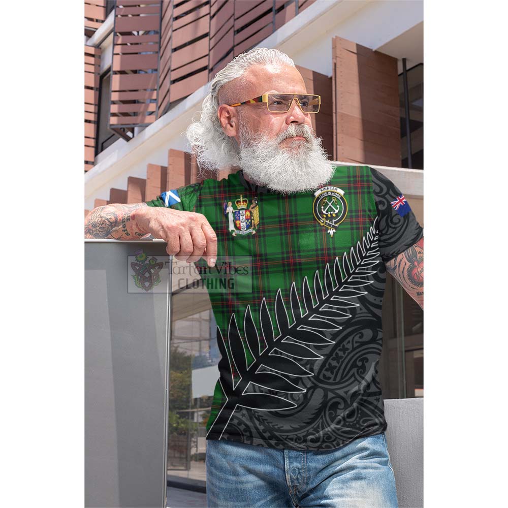 Tartan Vibes Clothing Kinnear Crest Tartan Cotton T-shirt with New Zealand Silver Fern Half Style