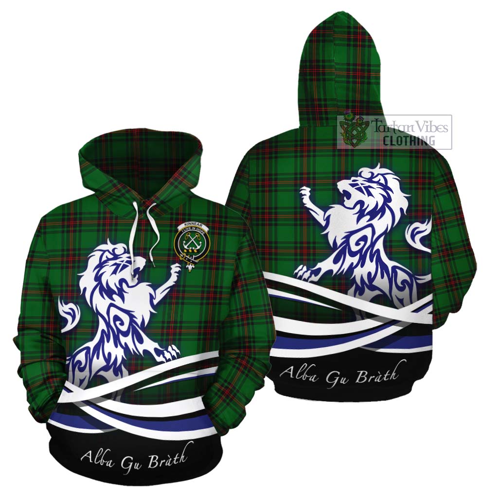 Tartan Vibes Clothing Kinnear Tartan Cotton Hoodie with Alba Gu Brath Regal Lion Emblem