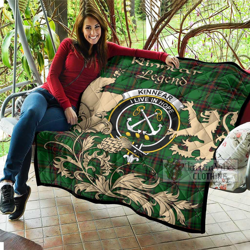 Tartan Vibes Clothing Kinnear Tartan Quilt with Family Crest and Scottish Symbol Style