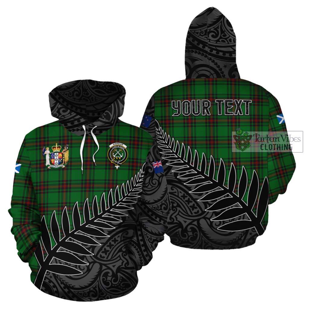 Tartan Vibes Clothing Kinnear Crest Tartan Cotton Hoodie with New Zealand Silver Fern Half Style