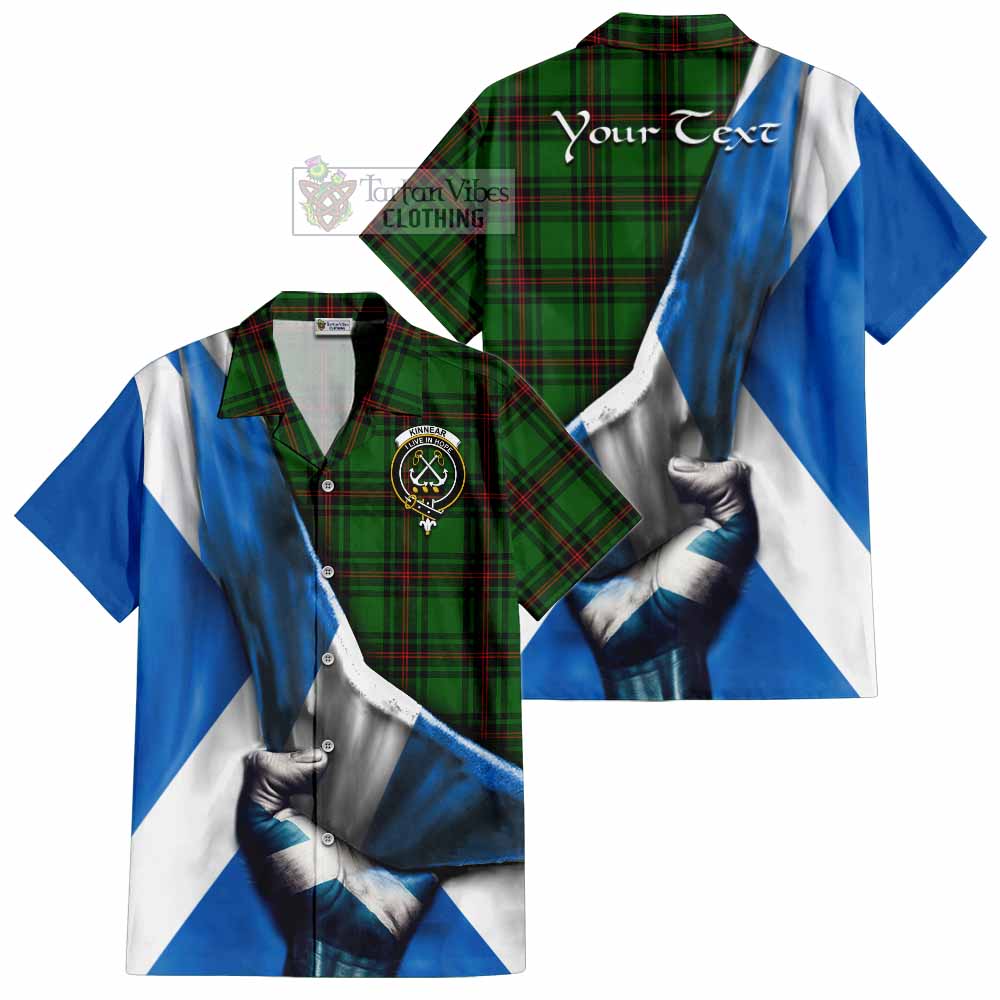 Tartan Vibes Clothing Kinnear Tartan Short Sleeve Button Shirt with Family Crest Scotland Patriotic Style