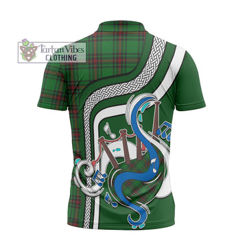 Kinnear Tartan Zipper Polo Shirt with Epic Bagpipe Style