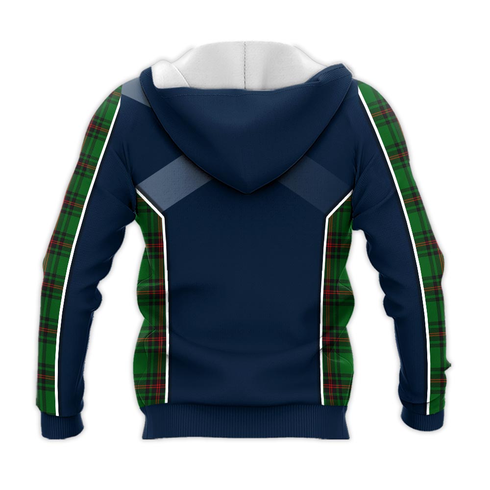 Tartan Vibes Clothing Kinnear Tartan Knitted Hoodie with Family Crest and Scottish Thistle Vibes Sport Style