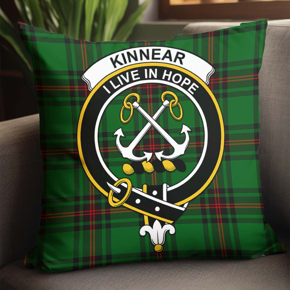 Kinnear Tartan Pillow Cover with Family Crest - Tartanvibesclothing