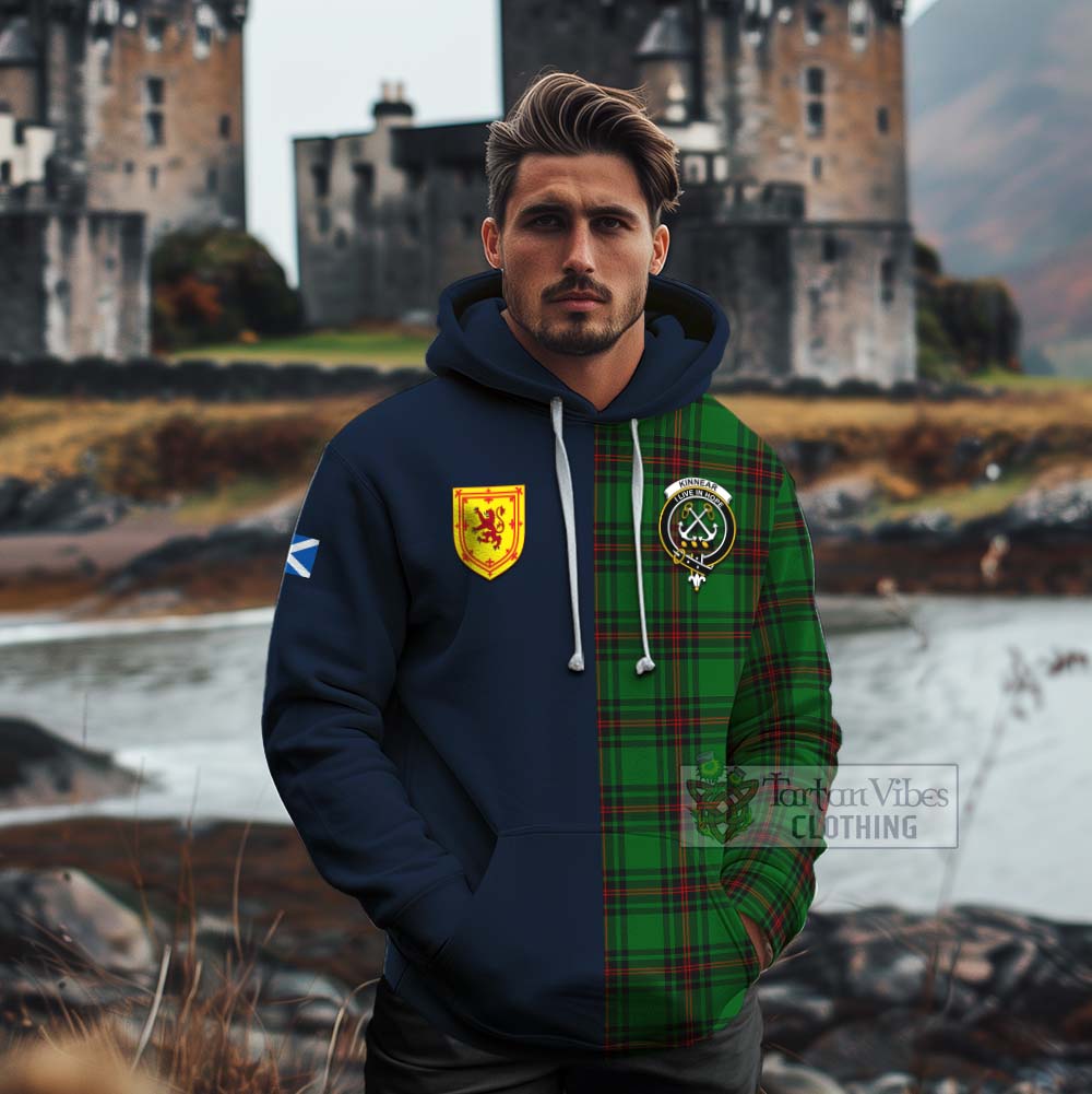 Tartan Vibes Clothing Kinnear Tartan Cotton Hoodie Alba with Scottish Lion Royal Arm Half Style