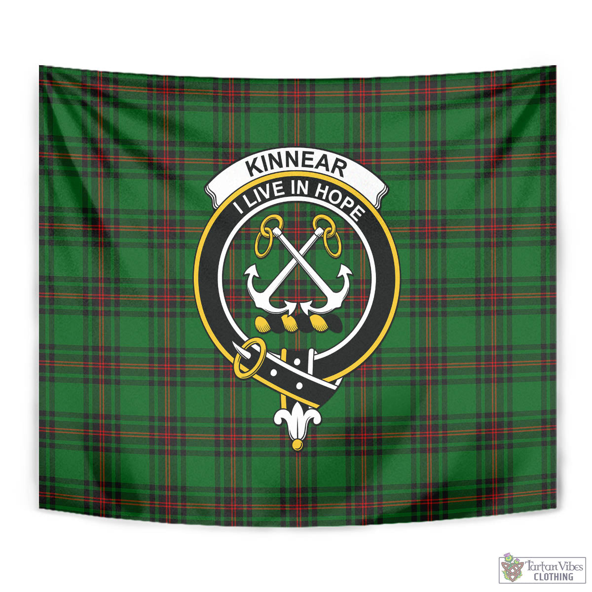 Tartan Vibes Clothing Kinnear Tartan Tapestry Wall Hanging and Home Decor for Room with Family Crest