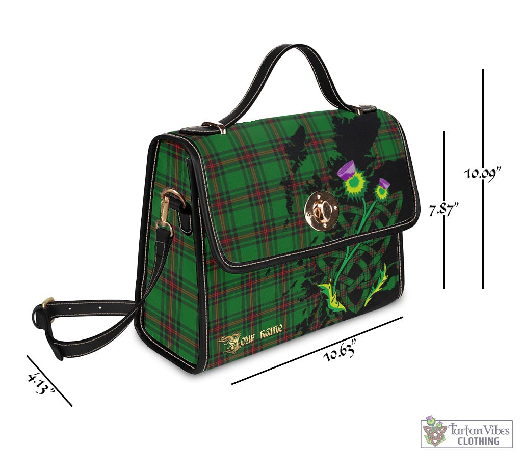 Tartan Vibes Clothing Kinnear Tartan Waterproof Canvas Bag with Scotland Map and Thistle Celtic Accents