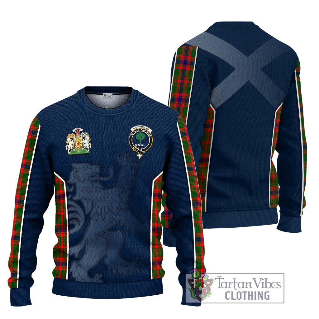 Tartan Vibes Clothing Kinninmont Tartan Knitted Sweater with Family Crest and Lion Rampant Vibes Sport Style