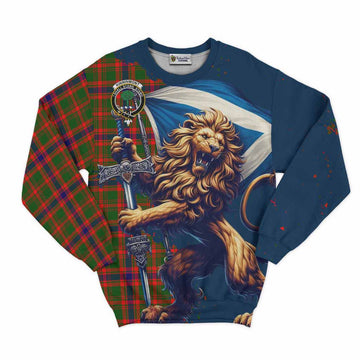 Kinninmont Tartan Family Crest Sweatshirt with Scottish Majestic Lion