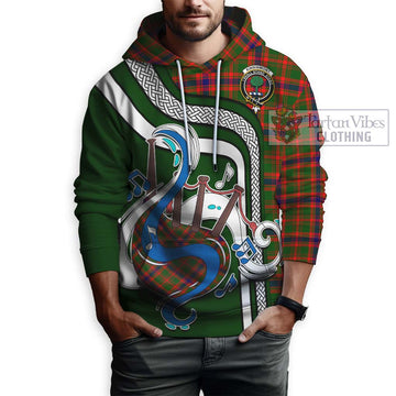 Kinninmont Tartan Hoodie with Epic Bagpipe Style