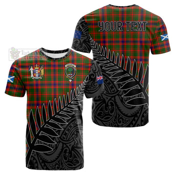 Kinninmont Crest Tartan Cotton T-shirt with New Zealand Silver Fern Half Style