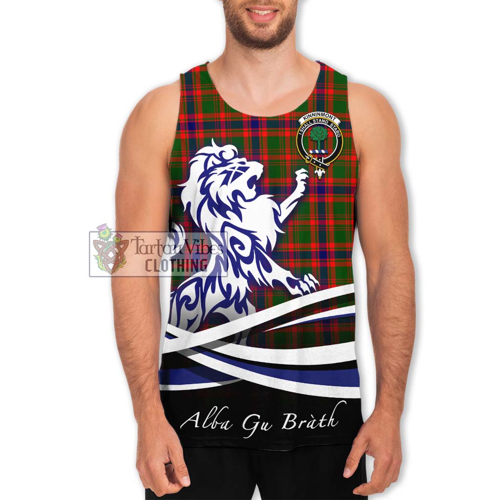 Tartan Vibes Clothing Kinninmont Tartan Men's Tank Top with Alba Gu Brath Regal Lion Emblem