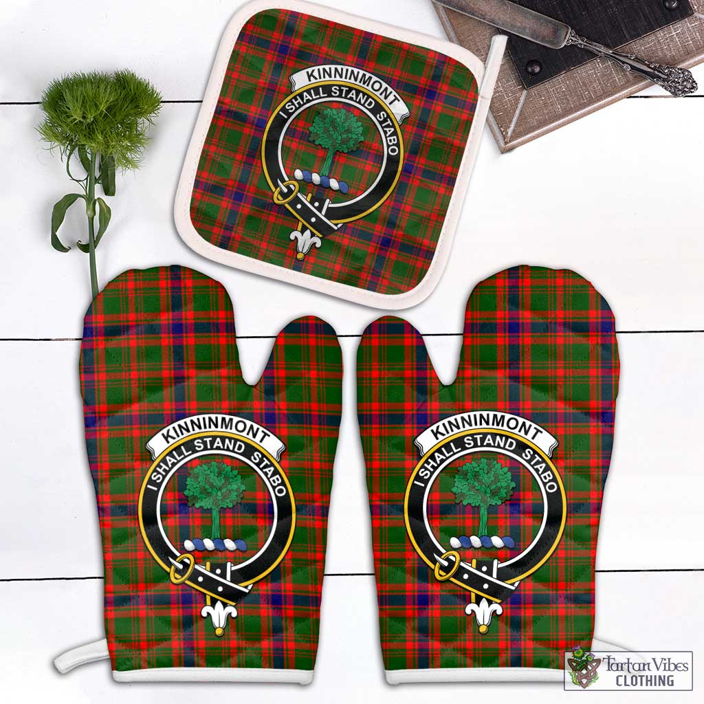 Tartan Vibes Clothing Kinninmont Tartan Combo Oven Mitt & Pot-Holder with Family Crest