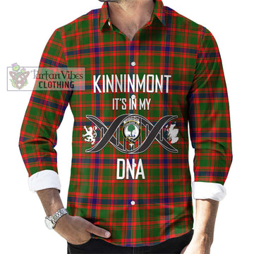 Kinninmont Tartan Long Sleeve Button Shirt with Family Crest DNA In Me Style