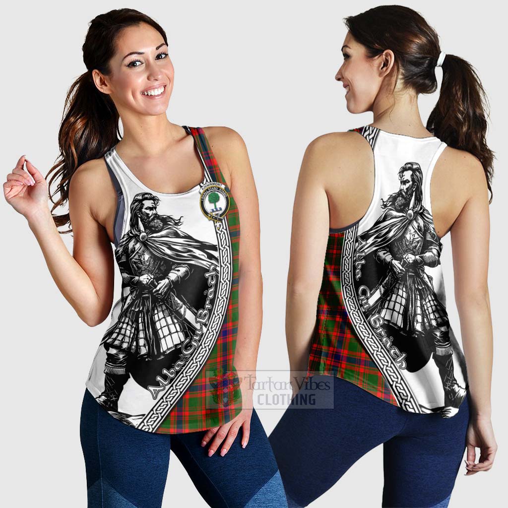 Tartan Vibes Clothing Kinninmont Tartan Clan Crest Women's Racerback Tanks with Highlander Warrior Celtic Style