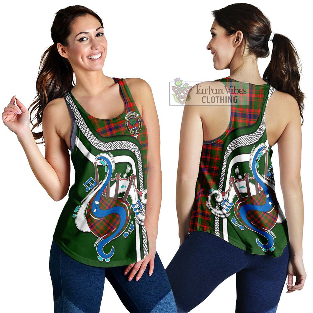 Kinninmont Tartan Women's Racerback Tanks with Epic Bagpipe Style 4XL - Tartanvibesclothing Shop