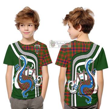 Kinninmont Tartan Kid T-Shirt with Epic Bagpipe Style