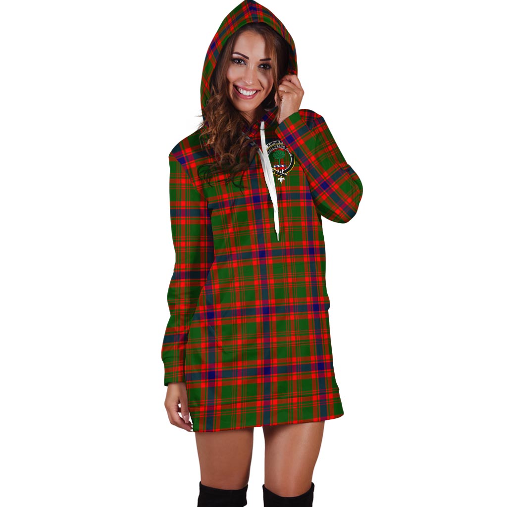 Kinninmont Tartan Hoodie Dress with Family Crest - Tartanvibesclothing