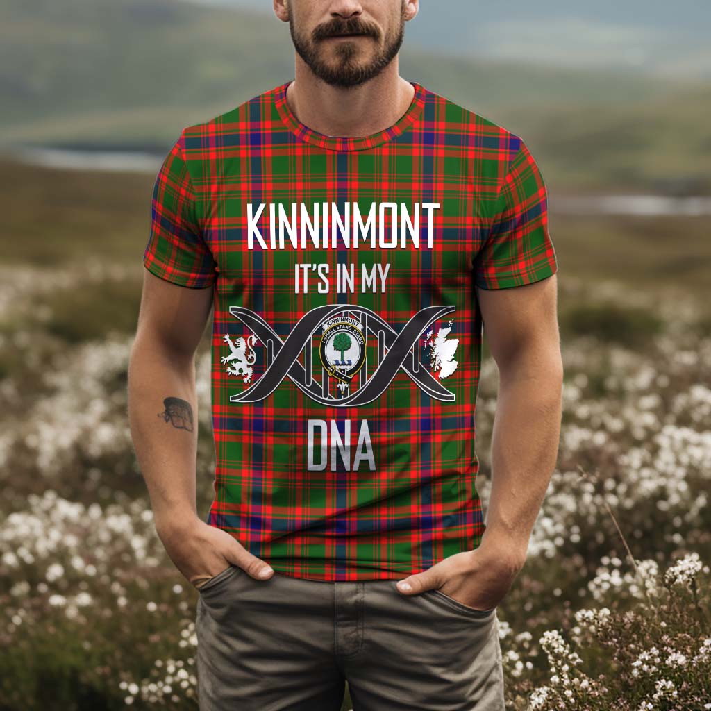 Tartan Vibes Clothing Kinninmont Tartan T-Shirt with Family Crest DNA In Me Style