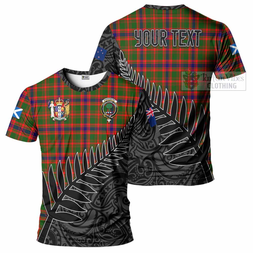 Tartan Vibes Clothing Kinninmont Crest Tartan T-Shirt with New Zealand Silver Fern Half Style