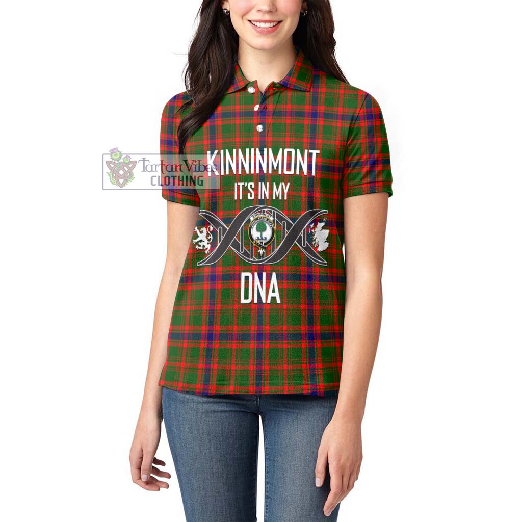 Tartan Vibes Clothing Kinninmont Tartan Women's Polo Shirt with Family Crest DNA In Me Style