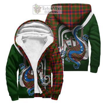 Kinninmont Tartan Sherpa Hoodie with Epic Bagpipe Style