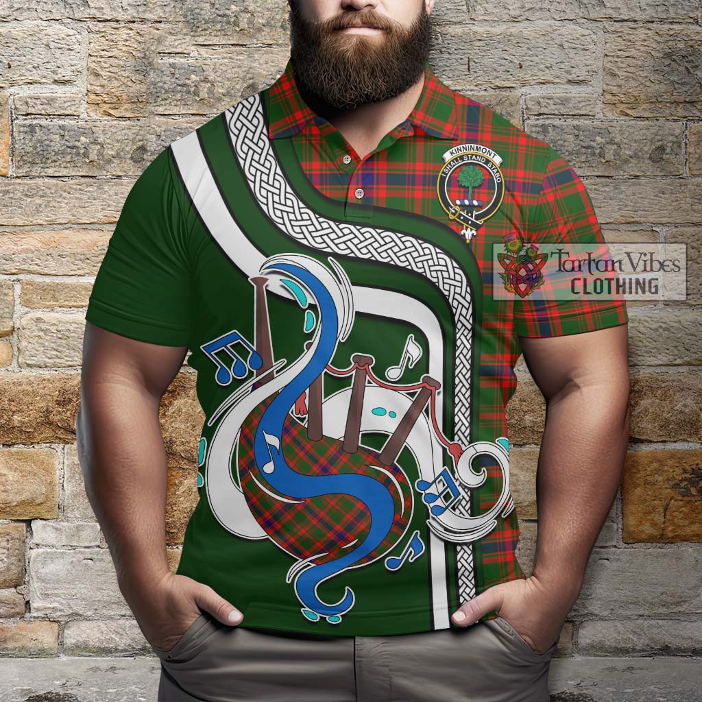 Tartan Vibes Clothing Kinninmont Tartan Polo Shirt with Epic Bagpipe Style