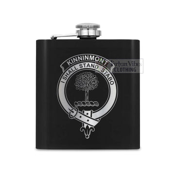 Kinninmont Crest Hip Flask Set 7oz Black Stainless Steel with A Gift Box