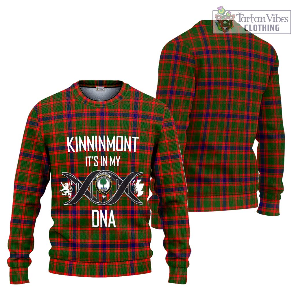 Tartan Vibes Clothing Kinninmont Tartan Knitted Sweater with Family Crest DNA In Me Style