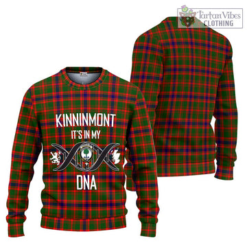 Kinninmont Tartan Knitted Sweater with Family Crest DNA In Me Style