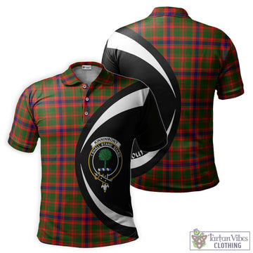 Kinninmont Tartan Men's Polo Shirt with Family Crest Circle Style