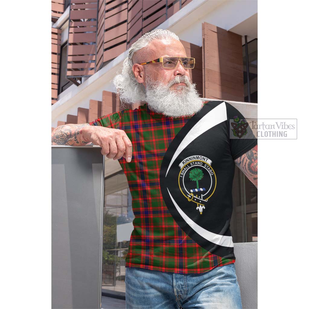 Tartan Vibes Clothing Kinninmont Tartan Cotton T-shirt with Family Crest Circle Style