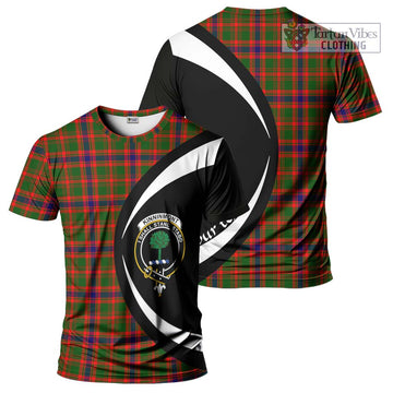 Kinninmont Tartan T-Shirt with Family Crest Circle Style