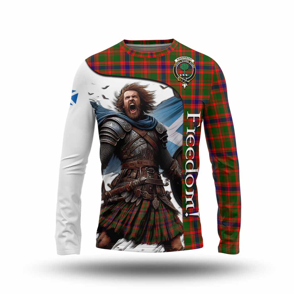 Tartan Vibes Clothing Kinninmont Crest Tartan Long Sleeve T-Shirt Inspired by the Freedom of Scottish Warrior