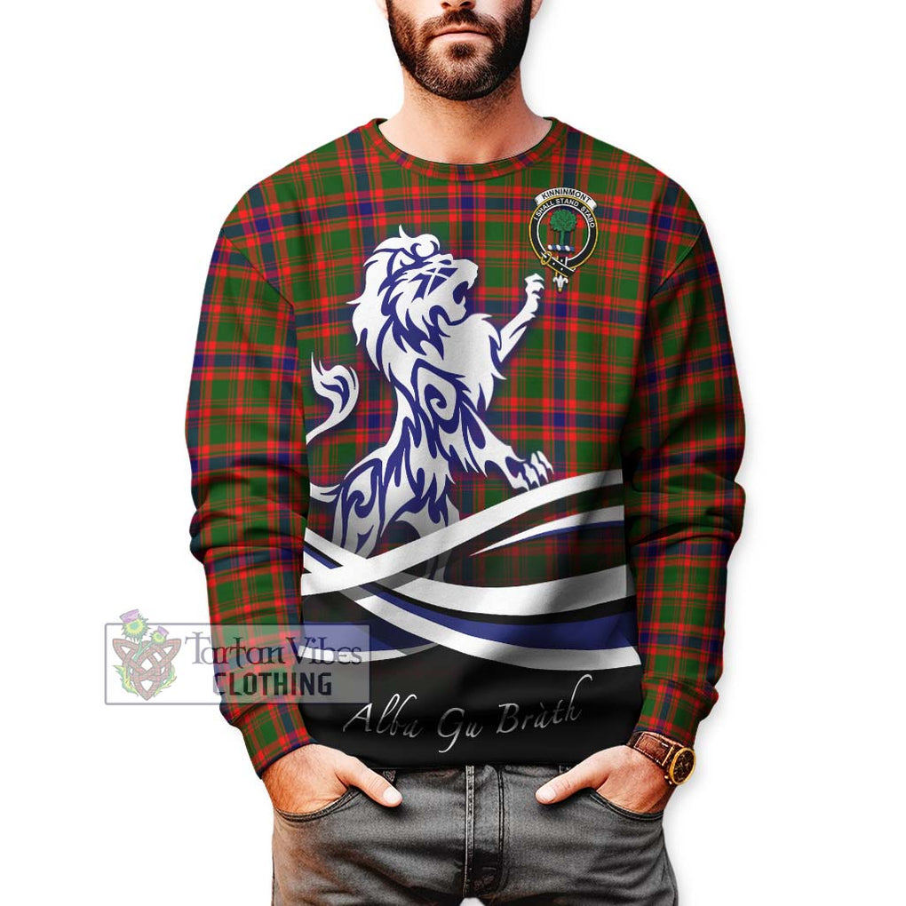 Kinninmont Tartan Sweatshirt with Alba Gu Brath Regal Lion Emblem Unisex - Tartanvibesclothing Shop