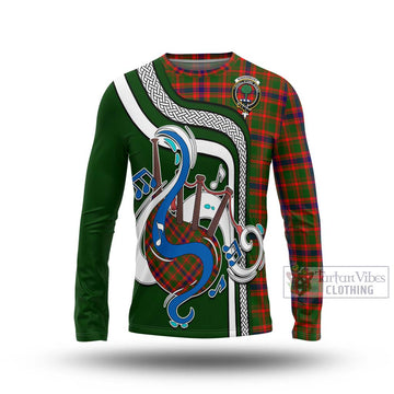 Kinninmont Tartan Long Sleeve T-Shirt with Epic Bagpipe Style