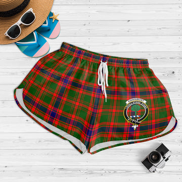 Kinninmont Tartan Womens Shorts with Family Crest