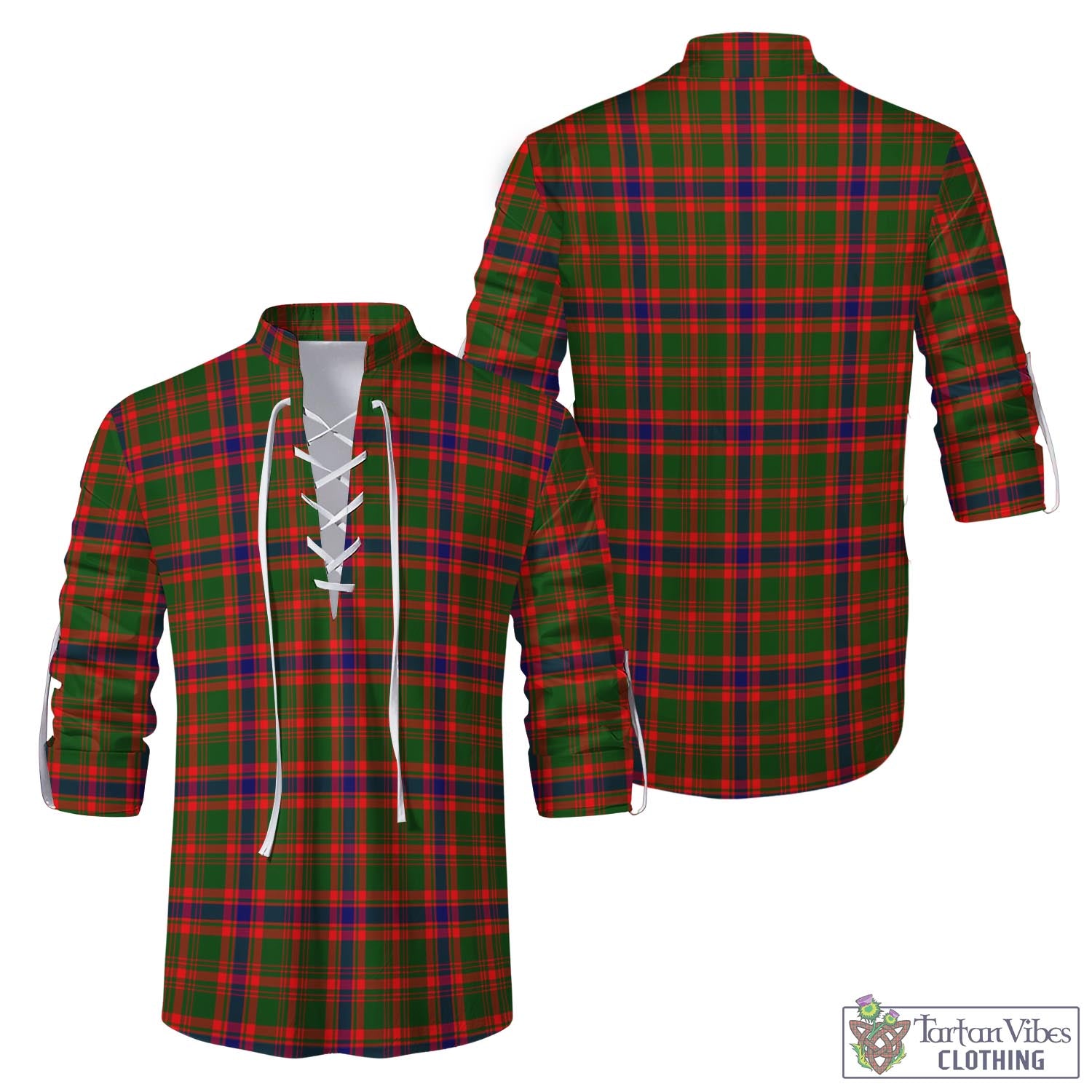 Tartan Vibes Clothing Kinninmont Tartan Men's Scottish Traditional Jacobite Ghillie Kilt Shirt