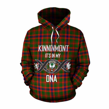 Kinninmont Tartan Cotton Hoodie with Family Crest DNA In Me Style