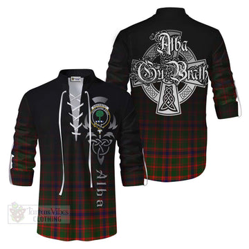 Kinninmont Tartan Ghillie Kilt Shirt Featuring Alba Gu Brath Family Crest Celtic Inspired