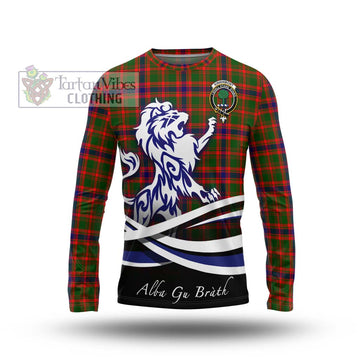 Kinninmont Tartan Long Sleeve T-Shirt with Alba Gu Brath Regal Lion Emblem