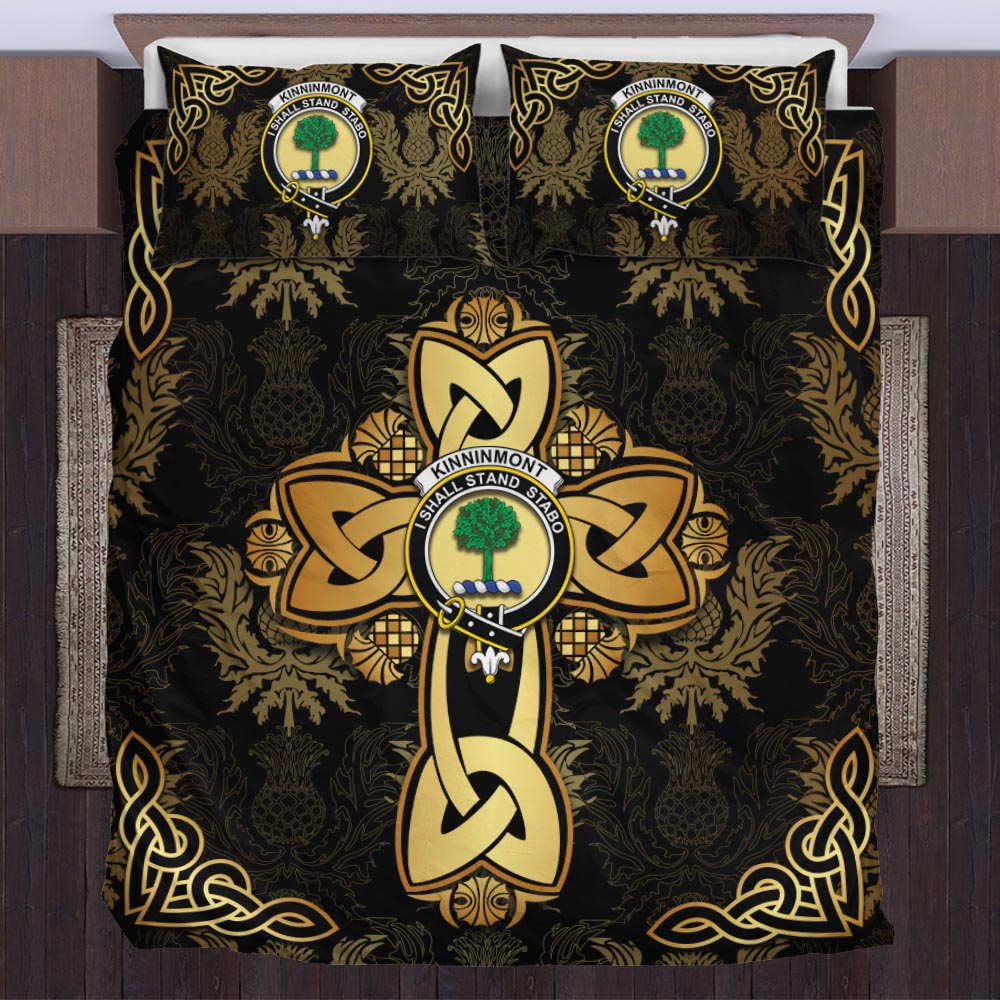 Kinninmont Clan Bedding Sets Gold Thistle Celtic Style US Bedding Set - Tartanvibesclothing