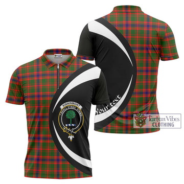 Kinninmont Tartan Zipper Polo Shirt with Family Crest Circle Style