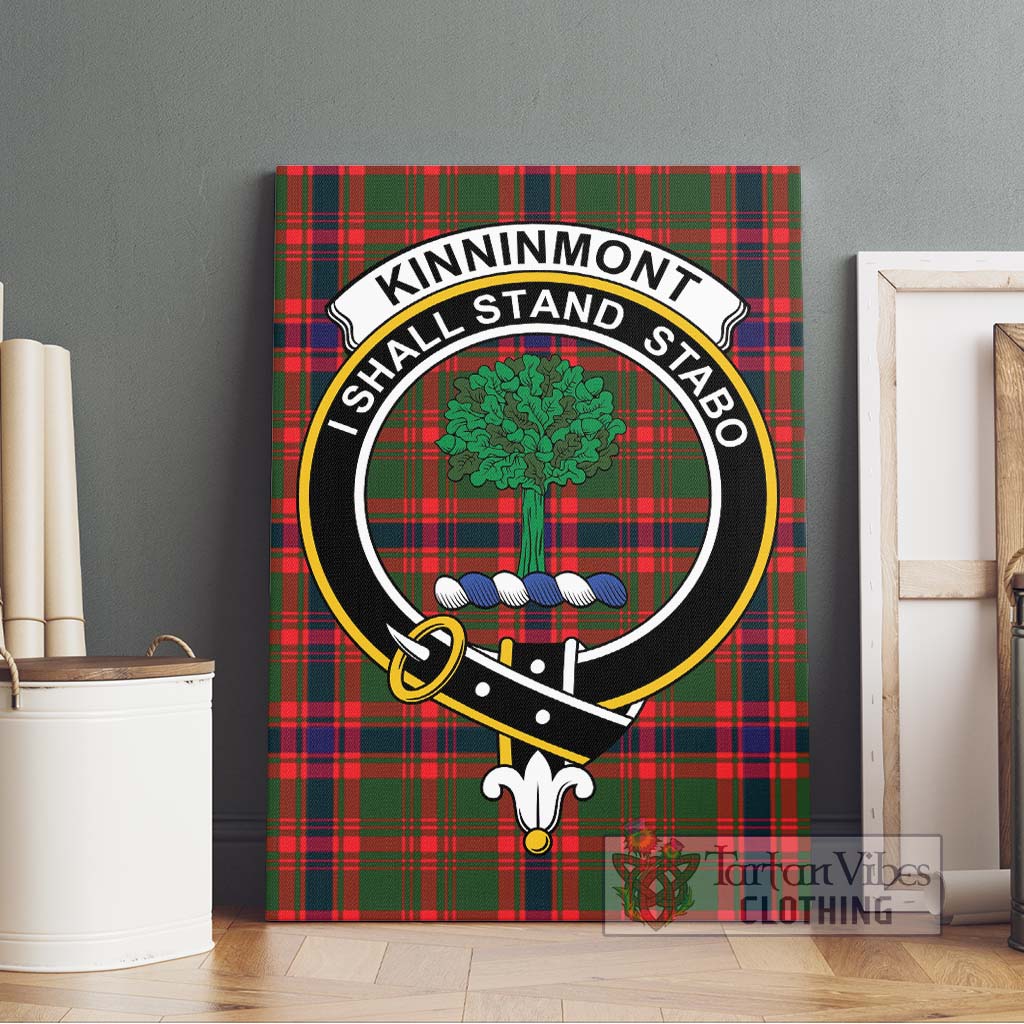 Tartan Vibes Clothing Kinninmont Tartan Canvas Print Wall Art with Family Crest